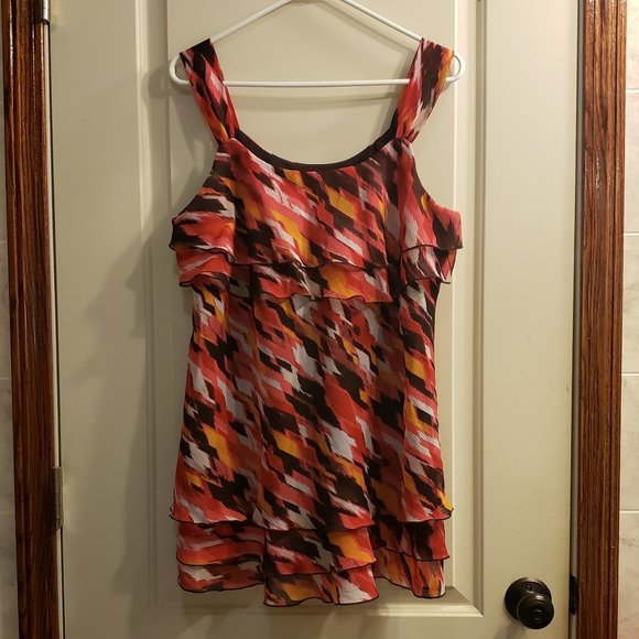 Women's Top Lane Bryant 14/16 Multicolor Sleeveless Frilly Layers - Picture 1 of 6